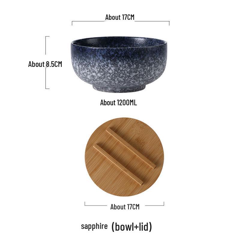 Большая керамическая японская миска для рамена и салата - Дизайн с прямыми стенками