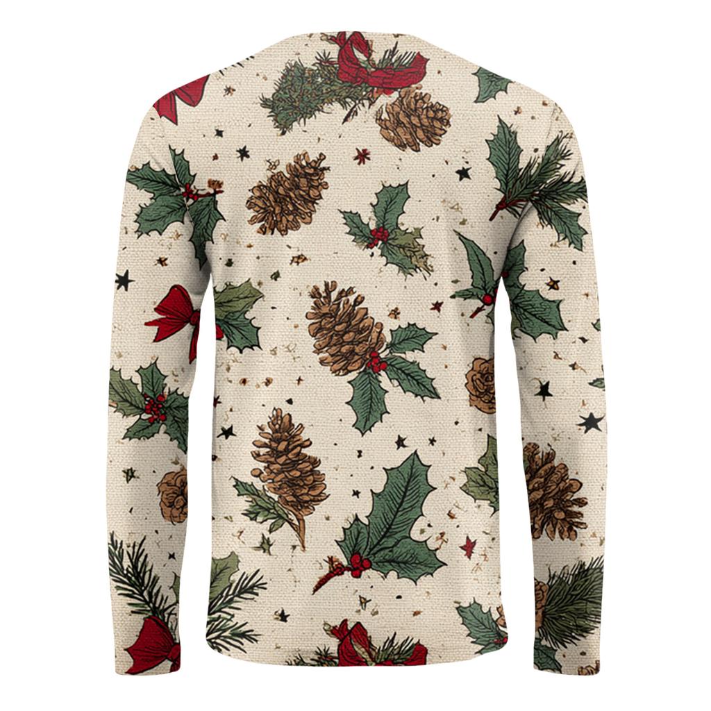 Men's Fashion Printed Round Neck Long Sleeve Bottoming Shirt Top