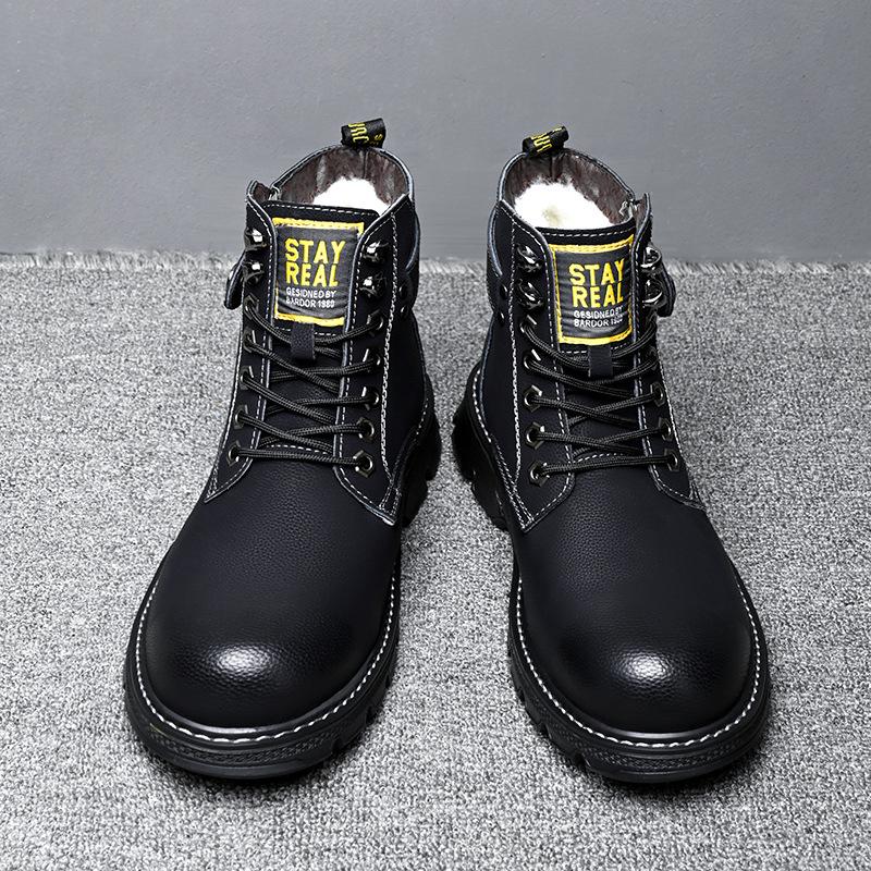 

Мужские полуботинки Martin: Модный британский повседневный стиль, натуральная коровья кожа, трендовая зимняя обувь. 44