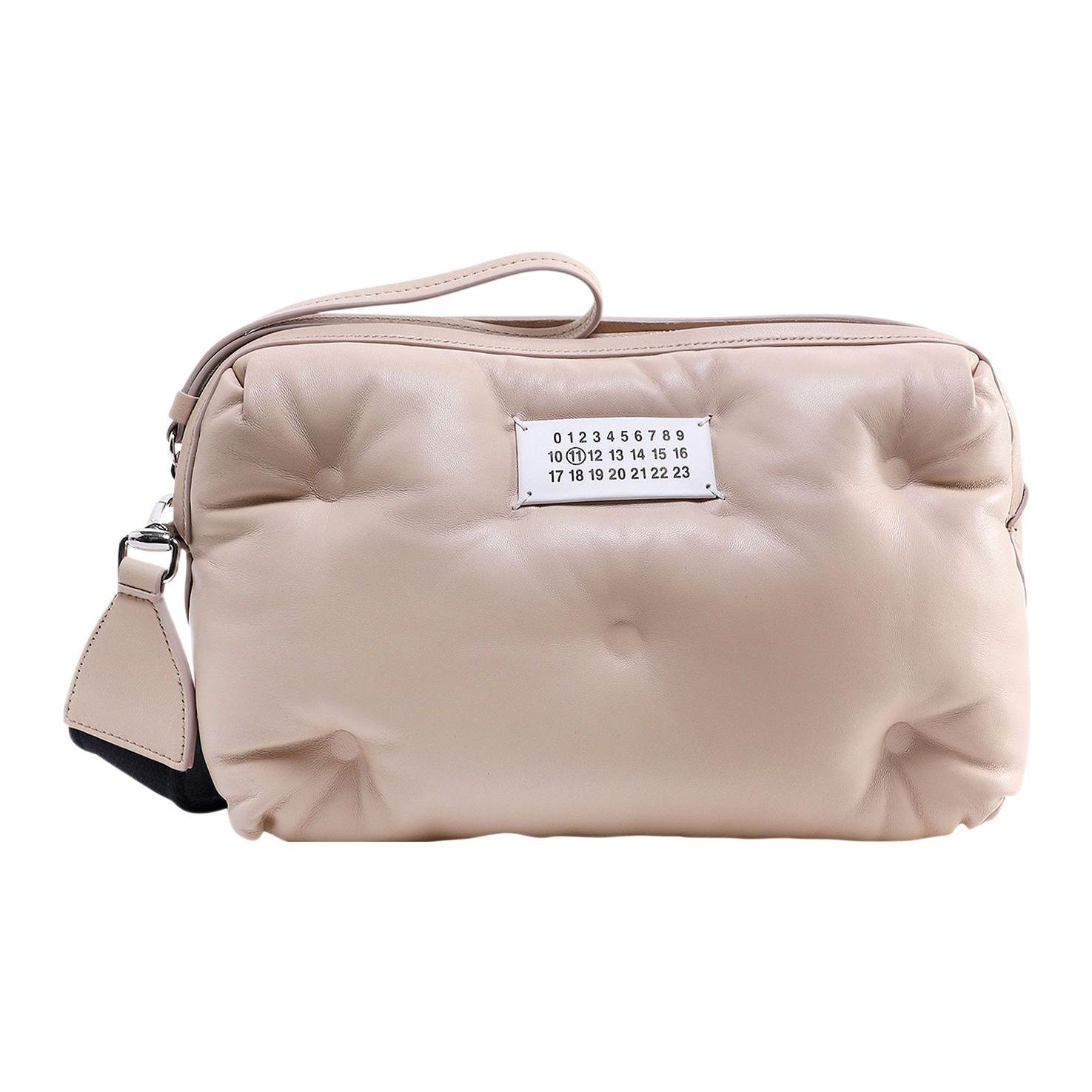 Maison Margiela Mode Casual Logo Applicatie Geplooid Leer Schouder Crossbody Tas Dames tassen Lichtbruin SB1WB0002P4300T2086 Basic Set (Bag+Dust Bag)