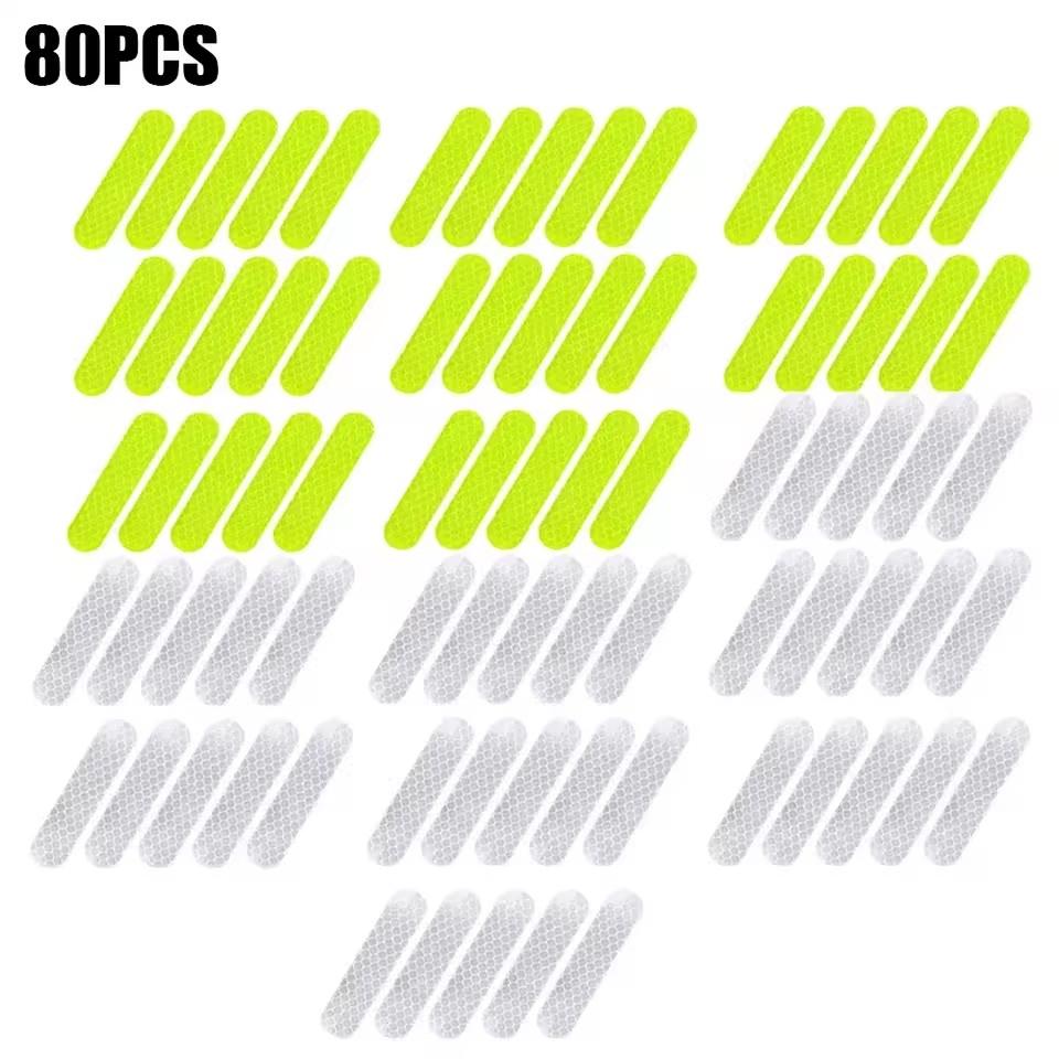 80-10PCS Car Helmet Safety Reflective Warning Stickers High Visibility Reflector Tape for Night Walking Riding Warning Stickers