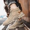 Men's Vintage Solid Color High Top Boots, Comfortable Non-slip Durable Rubber Sole Lace-up Shoes for Men's Outdoor Activities