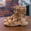 Girls Sandals Soft Bottom Little Princess Shoes Summer New Children's High Roman Shoes Baby Peep-toe Beach Shoes