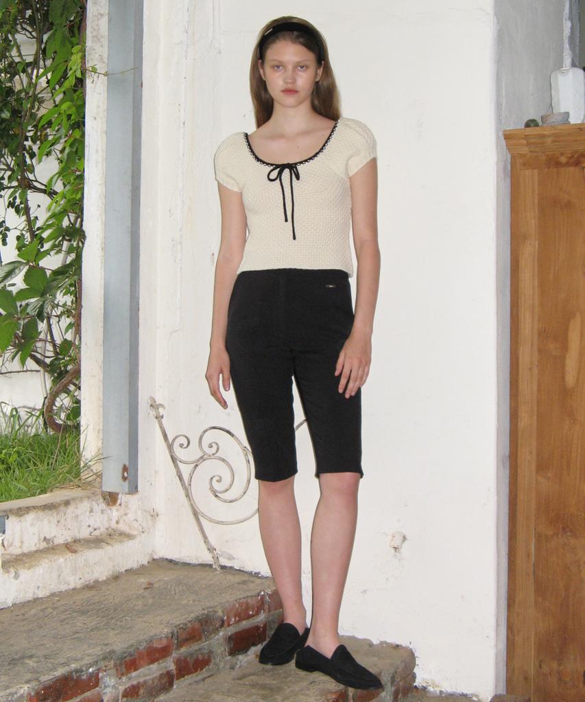 SINOON Puff Half Knit Top (Ivory)