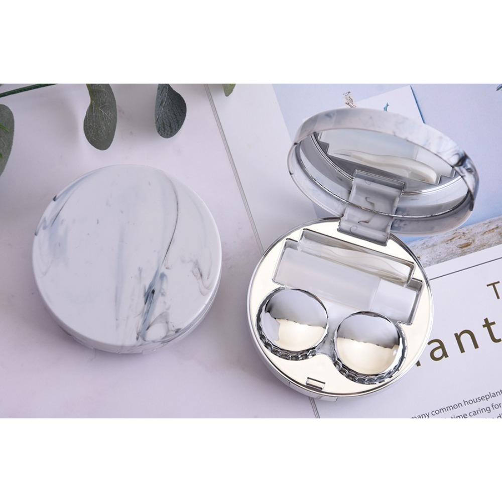 Compact Marble Pattern Contact Lens Box 5 in 1 Round Shape Contact Lens Case Portable Cute Lens Storage Box