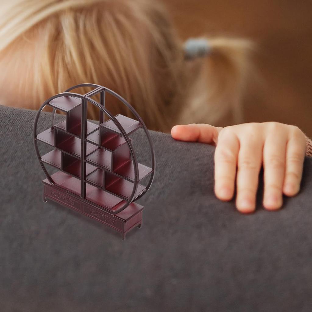 Alasum Miniature Furniture Display Shelf, Chinese Style, 1:25 Scale, Round, for Sandplay, Sand Play, Diorama, Dollhouse, Architectural Model, ABS