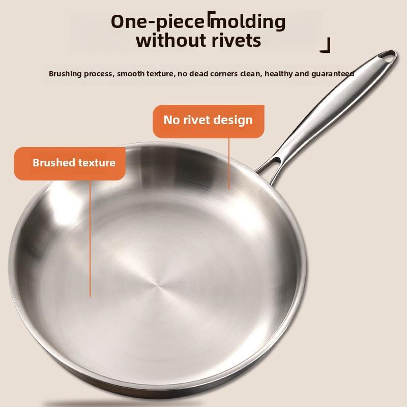 Uncoated 22-32cm frying pan, metal stainless steel frying pan, steak frying pan