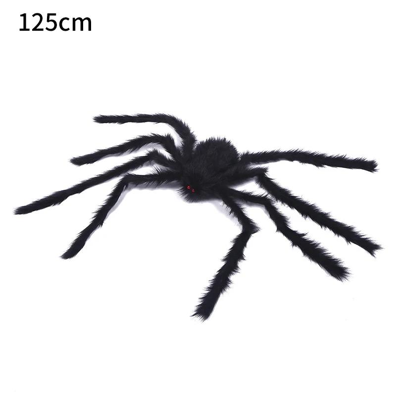 Halloween Big Plush Spider Horror Halloween Decoration Party Prop Outdoor Giant Spider Decor 30-200cm Chamber Prank Black Spider