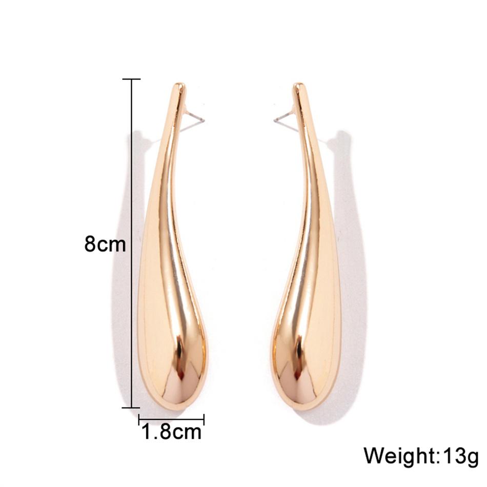 Smooth Big Water Drop Long Earrings for Women Simple Fashion Geometric Metal Golden Long Ear Jewelry Mujer Brincos