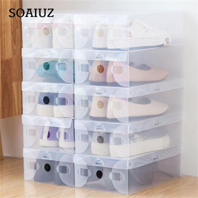 (Brisand) Ayakkabı Saklama Kutuları 10'lu, Kalınlaştırılmış, Plastik, Şeffaf. 33 X 20 X 12 Cm. Ayakkabı ve Eşyalar İçin Organizatör