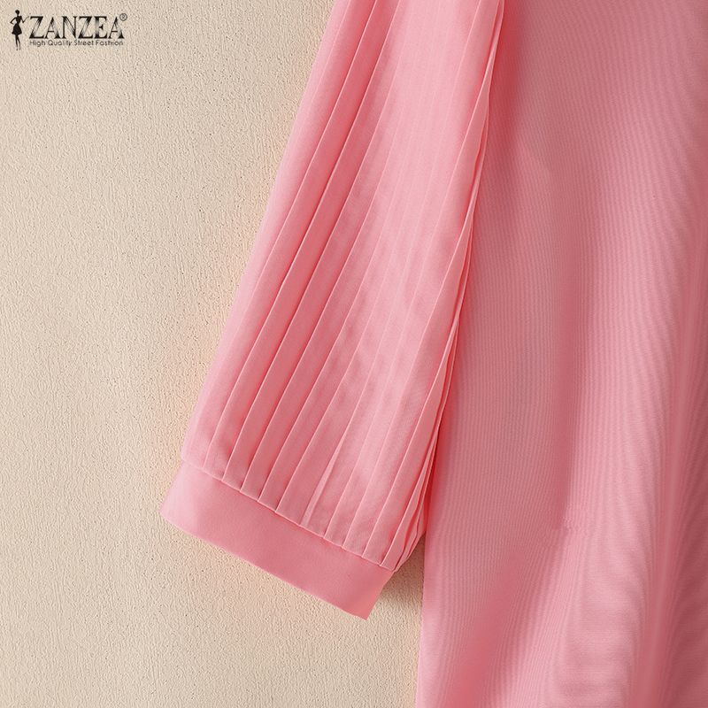 ZANZEA Women Casual Round Neck Lace Patchwork Loose 3/4 Sleeve Blouse