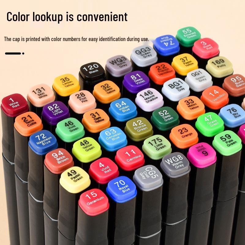 Touch Quick-Drying Double-Ended Alcohol Marker Pen Set - 24/48/80 Colors, Black Handle, Ideal for Kids' Art