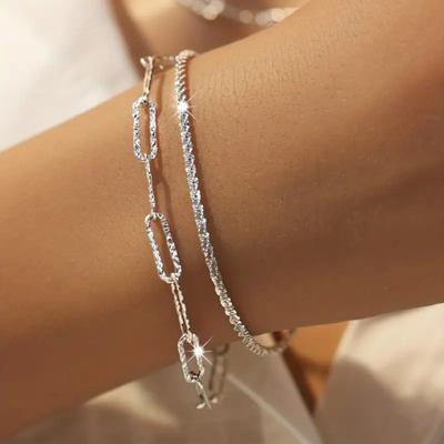 4 Teile/satz Frauen Schmuck Set Doppel-layered Halskette Und Armband Hohl Out Kette