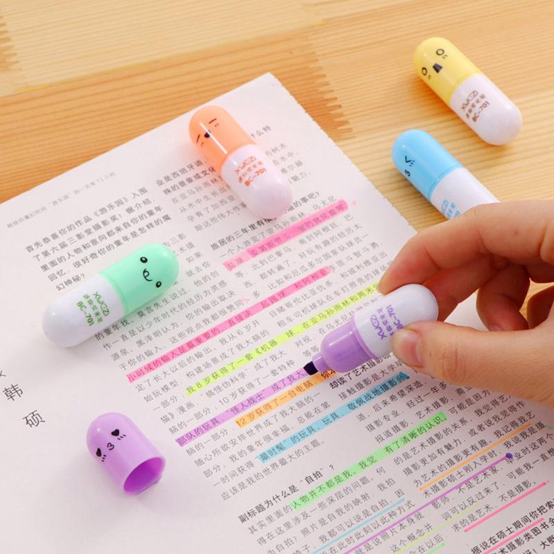 6pcs/bag Highlighter Colored Marker Pens Creative Design PaintingGraffitiMarker Highlighters for School Six Colors Stationery