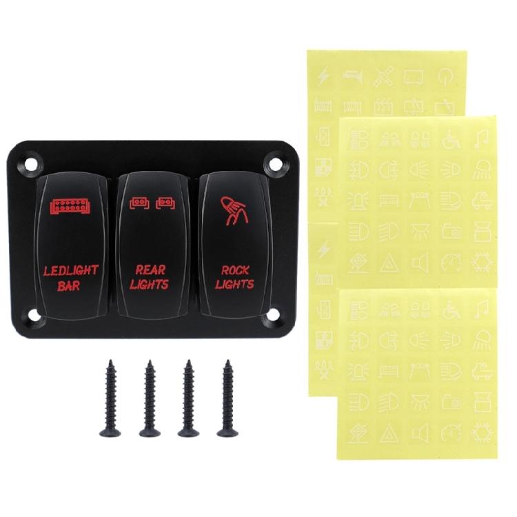 Multifunctional 12V 24V Car 2 Gang/3 Gang Rockers Switch Panel with LED Indicators for Enhances Vehicle Lighting Control