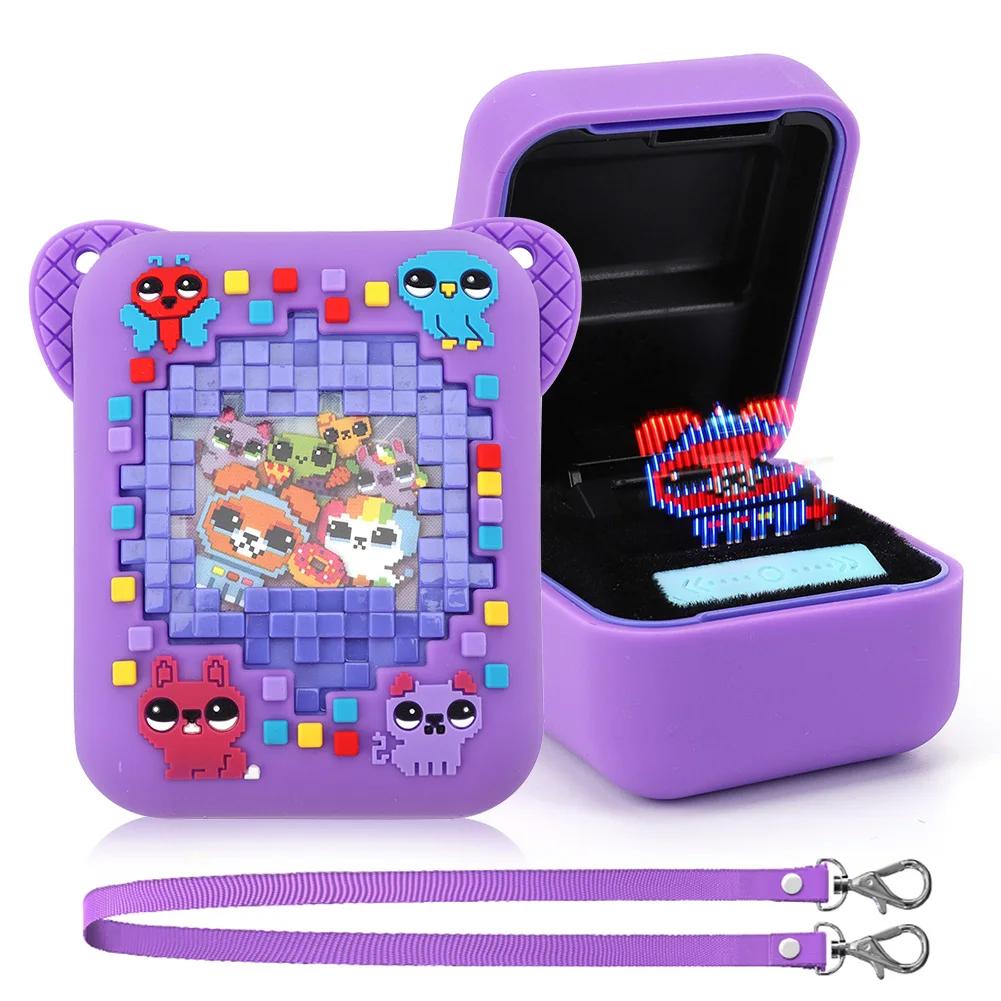 3D Animal Print Silicone Protective Cover With Lanyard for Bitzee Digital Pet Interactive Virtual Toy Portable Carrying Case Bag