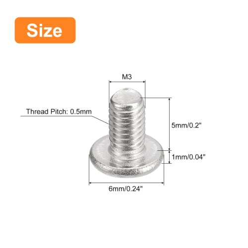 uxcell Flat Round Head Screws, 304 Stainless Steel, Phillips Drive Machine Screws, Hardware Fasteners for Furniture Connections, M3-0.5 x 5mm, 50 Piec