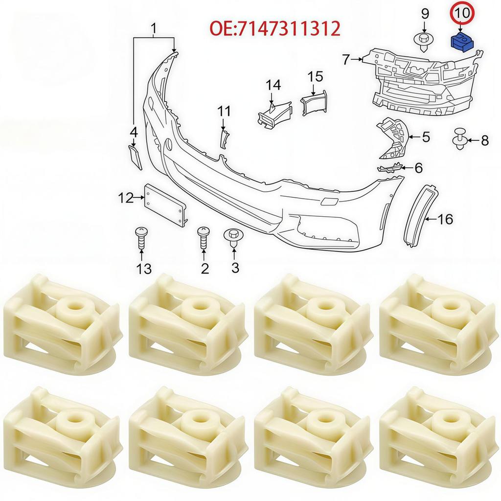 Compatible Clip Fastener for BMW Series: 1, 2, 4, 5, 6, X1, X5, X6 Rear Panel Nut E193.