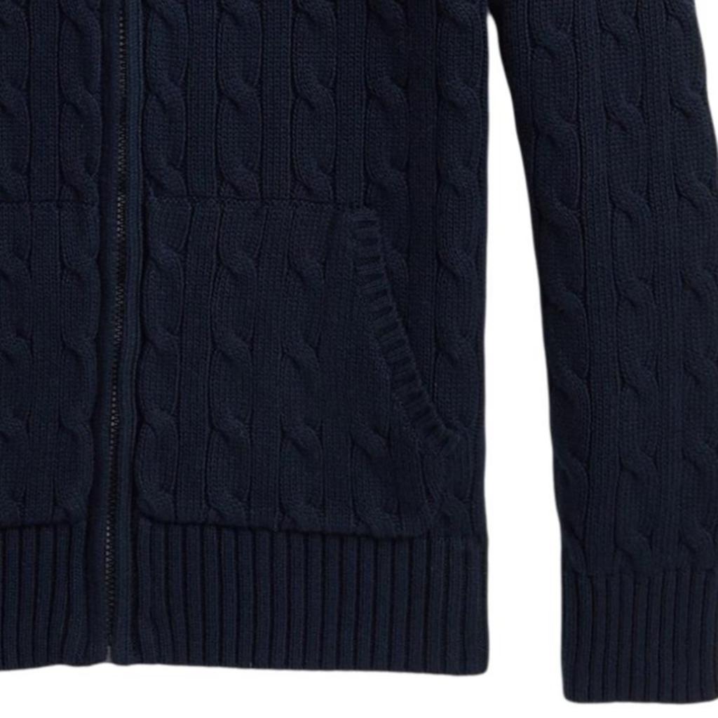 Polo Ralph Lauren Sweater FW24 Solid Color Logo Embroidered Hooded Long Sleeve Kids Sweater Navy-Blue 323951123-001