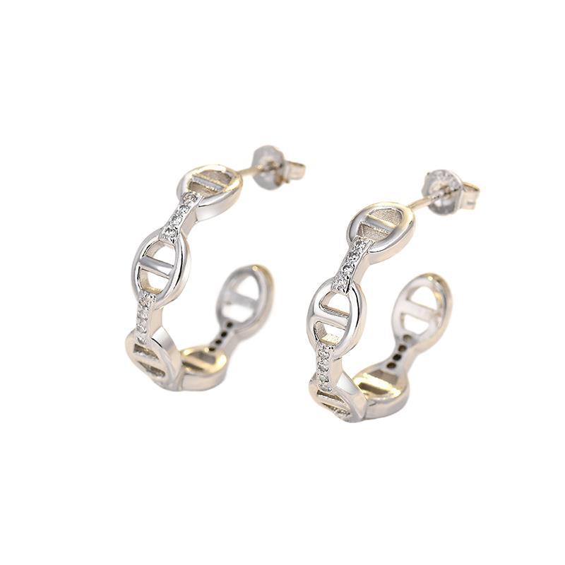 New Pig Nose Light Body Geometric Earrings Fashionable Light Luxury Women's Style Small Earrings