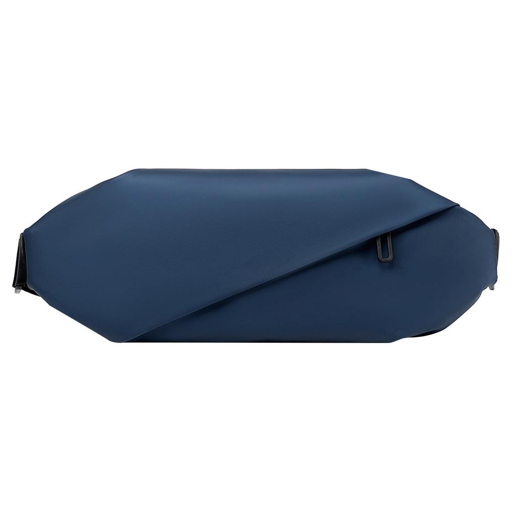 Men Chest Bag PU Leather Waterproof Fashionable Casual Waist Bag Messenger Bag for Outdoor Activity Blue