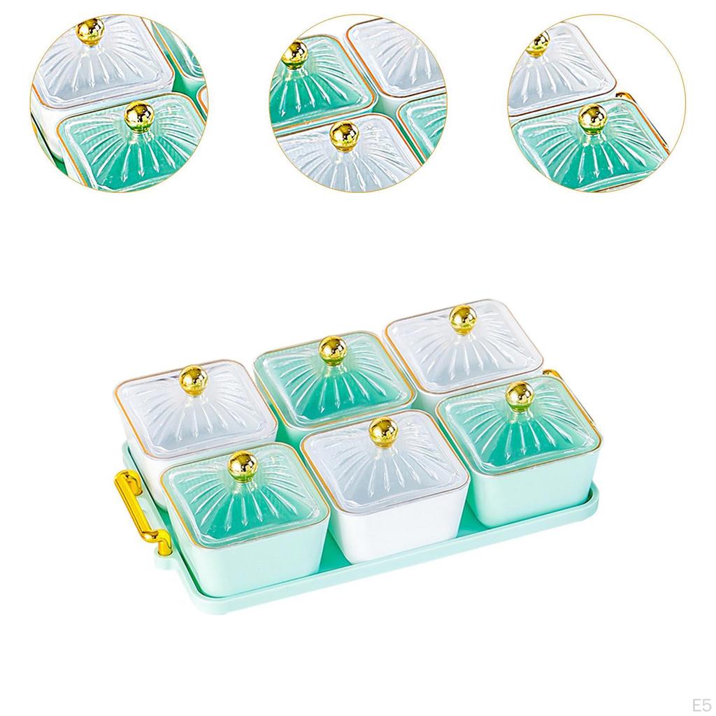 Divided Serving Dishes Appetizer Tray with Cover and Handle Creative Food Storage Dried