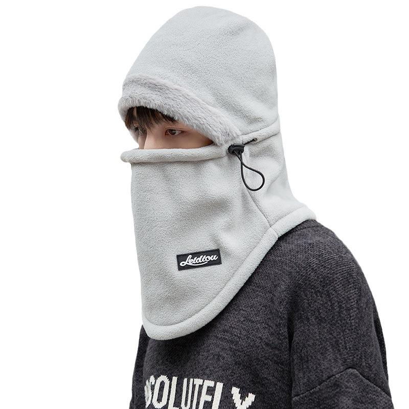 Men and women can wear fleece warm scarf integrated hat autumn and winter women's cold riding one-piece hat fleece