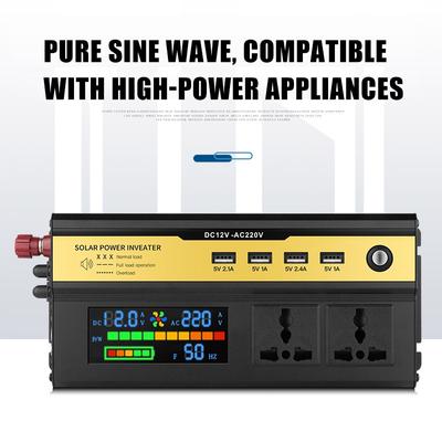 2200W 12V To 220V Portable Car Power Inverter Charger Pure Sine Wave Voltage Converter