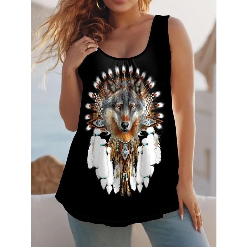 Summer Women's Sleeveless Vest Creative Personalized Animal Pattern Printing Comfortable Soft Oversized Fashionable Versatile Vest