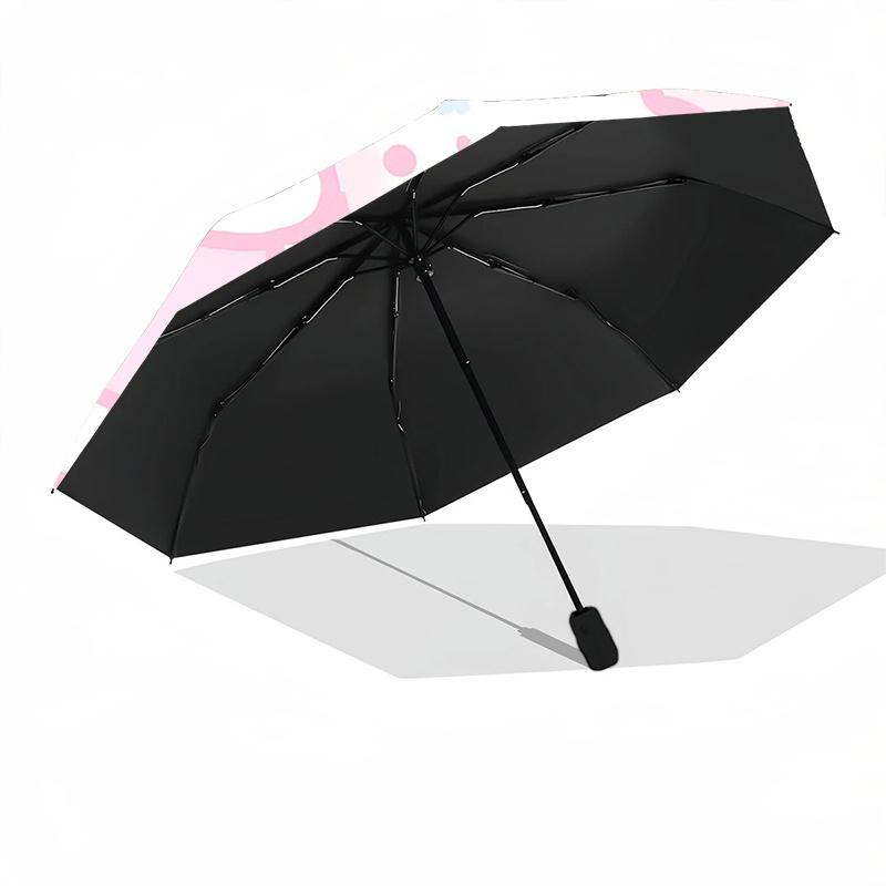 1pc Hello Kitty & Little White Dog Automatic Opening/Closing Umbrella - Portable Three-Fold Design, 8-Bone Iron Frame Outdoor Umbrella, Perfect Gift F
