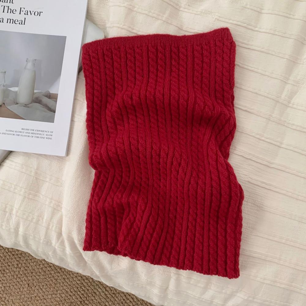 Korean Style Knitted Scarf Solid Color Pullover Wool Bib Simple Turtleneck Fake Collar Women