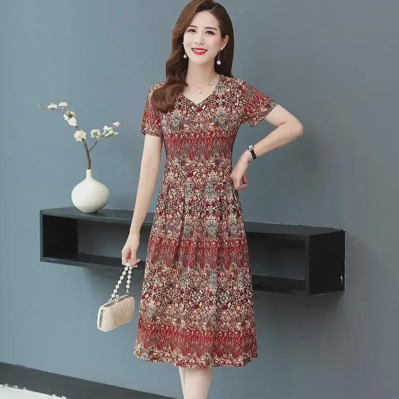 2022 Summer Plus Size Casual Printed Short-Sleeve Dress for Women