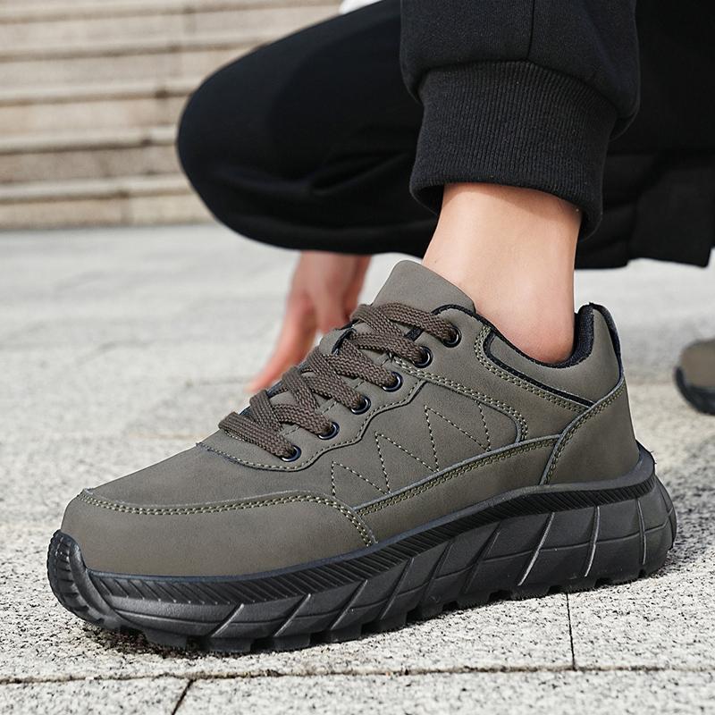 Autumn Men Sneakers Thick Soled Casual Shoes Men Cushioning Sports Shoes Outdoor Waterproof Walking Shoes Plus Size 48 Leather