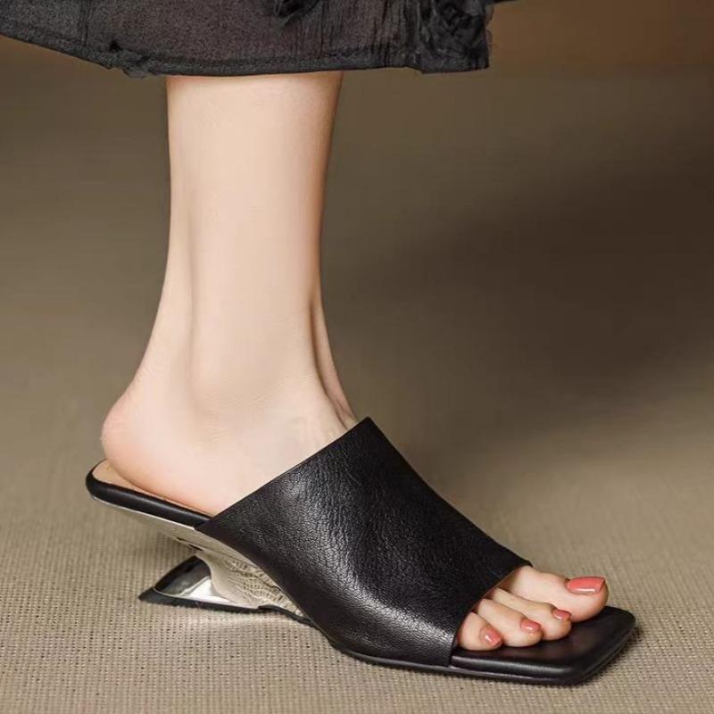 Elegant Women Slippers High Heels Sandals New Trend Heeled Shoes 2025 Summer Dress Woman Pumps Casual Slides Flip-flops