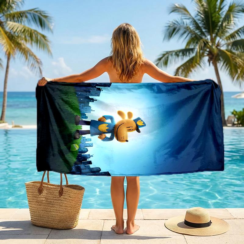Dog Man Fashion Beach Towel: Ideal for Summer Adventures Soft, absorbent and quick drying suitable for swimming and bathing