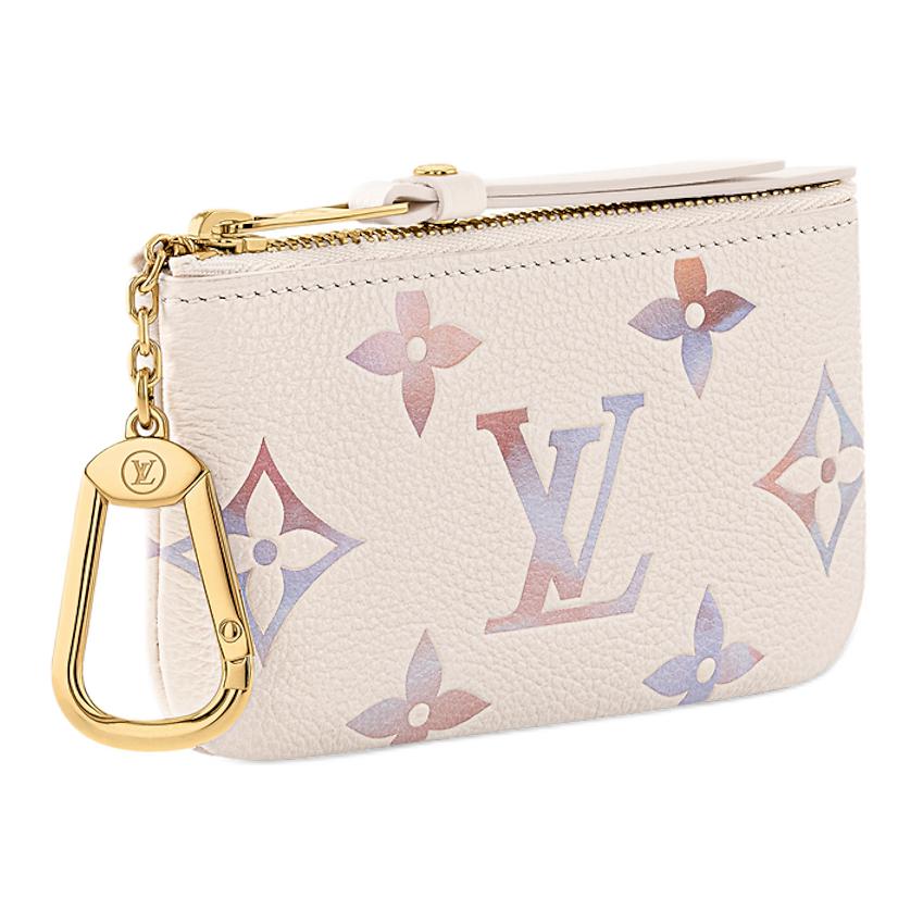 Louis Vuitton Zipper Closure Gold Accessories Watercolor Gradient Effect Embossed Grain Leather Key Coin Purse Dreamy Purple Women purse M25597