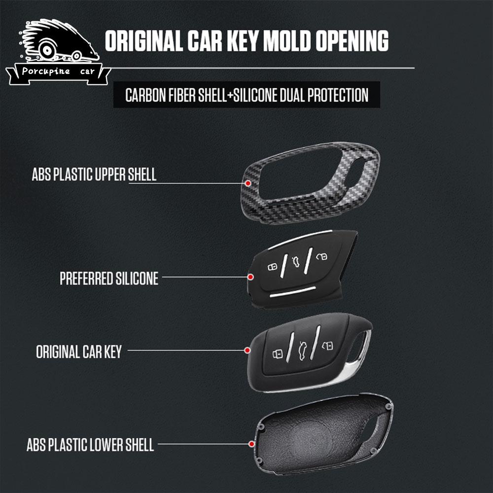 ABS Carbon Fiber Car Key Chain Cover Case for MG ZS EV HS EHS ZX GT MG4 MG5 MG6 Roewe RX3 RX5 RX8 ERX5 I6 I5 Protection