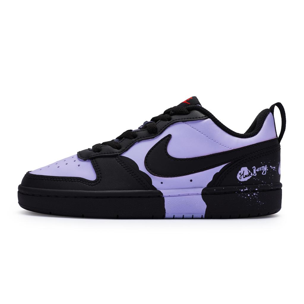 Nike Court Borough Slip Resistant Low top Skateboard Shoes Women's Black Purple BQ5448-110(Team80-S-BOX)