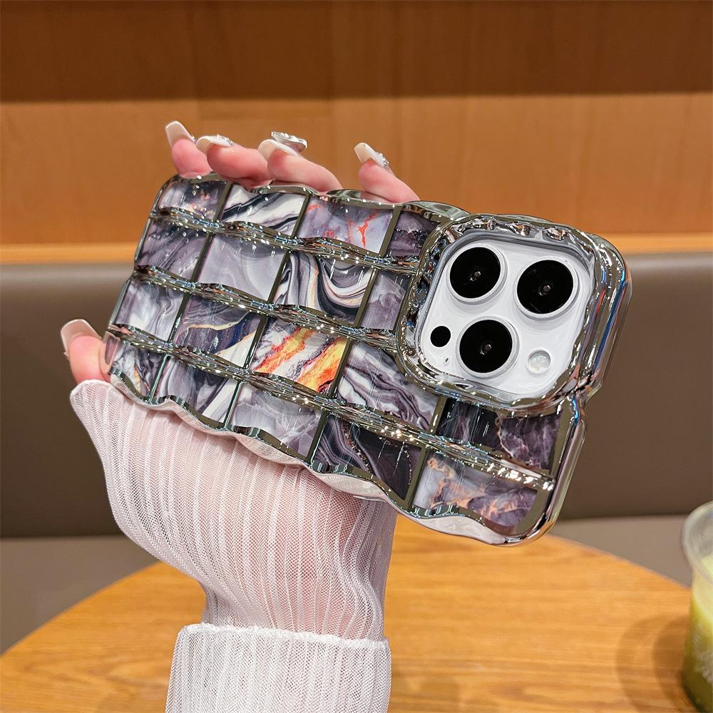 TPU wave pattern + cardboard for iphone16promax mobile phone case 14 new apple 15/13/12 anti-drop