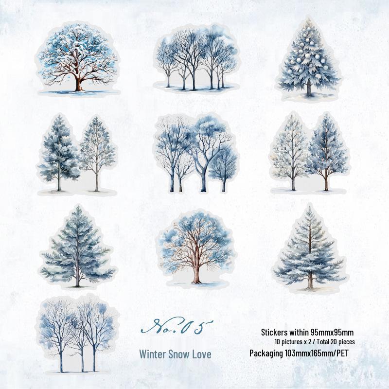 Twilight PET Sticker Pack: Four Seasons Scenery, 20 Sheets, 6 Tree Styles for DIY Projects