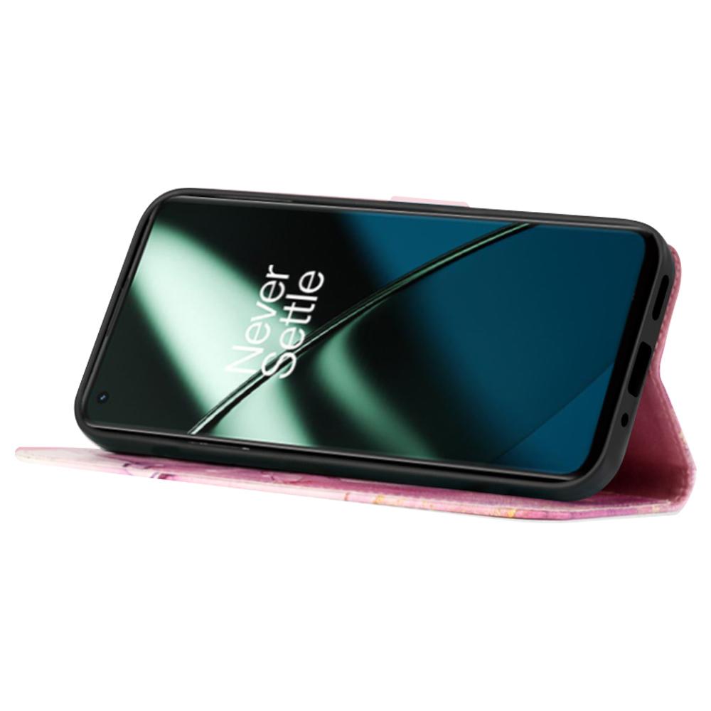 

For OnePlus Nord CE 3 Lite 5G/Nord N30 5G Case with Strap Marble Pattern Leather Phone Cover Card Holder Pink/White 002