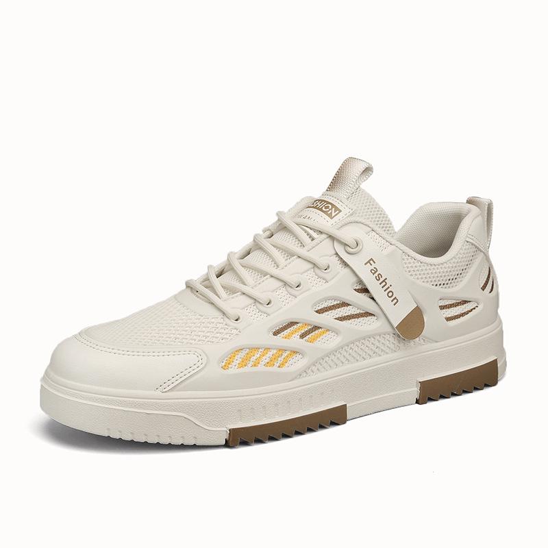 2024 Men's Trendy White Mesh Sneakers - Breathable Casual Shoes with Soft Sole