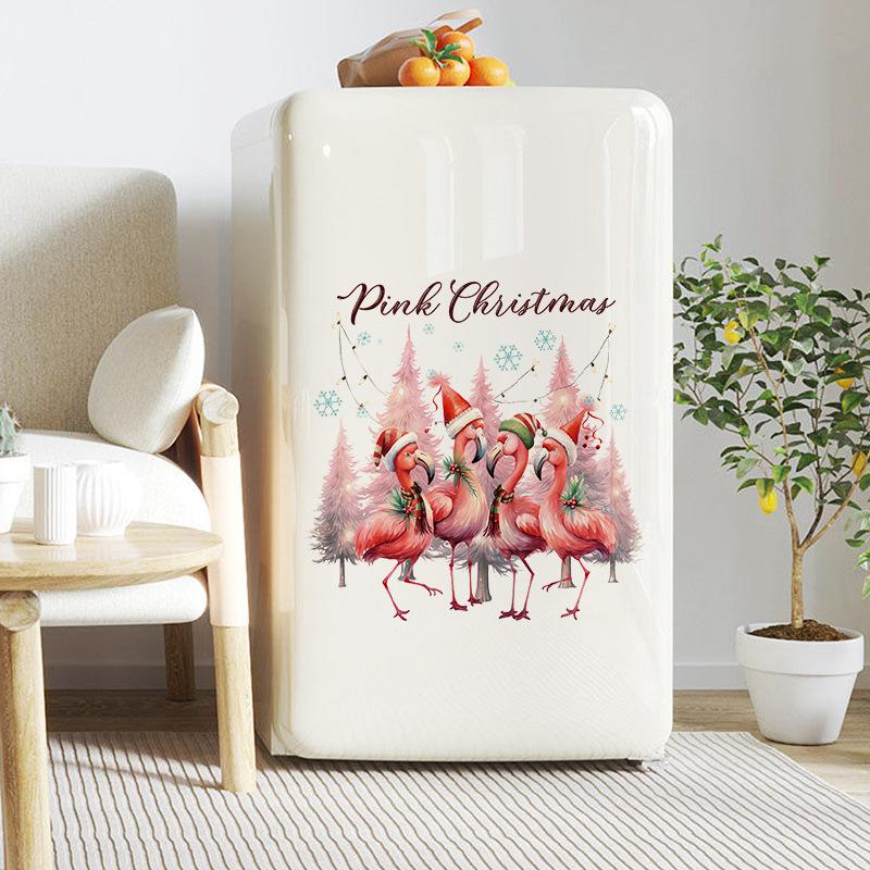 Autocolant de perete cu flamingo Moș Crăciun de desene animate Decor de Crăciun Fericit Mural Festival Decor Home Decalcomanii autoadezivi de Anul Nou