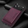 Apple 17 Pro Max Magnetischer Kartenhalter Ständer Lederhülle - Sturzsicheres Schutz-iPhone 16 Cover mit Kartenschlitz
