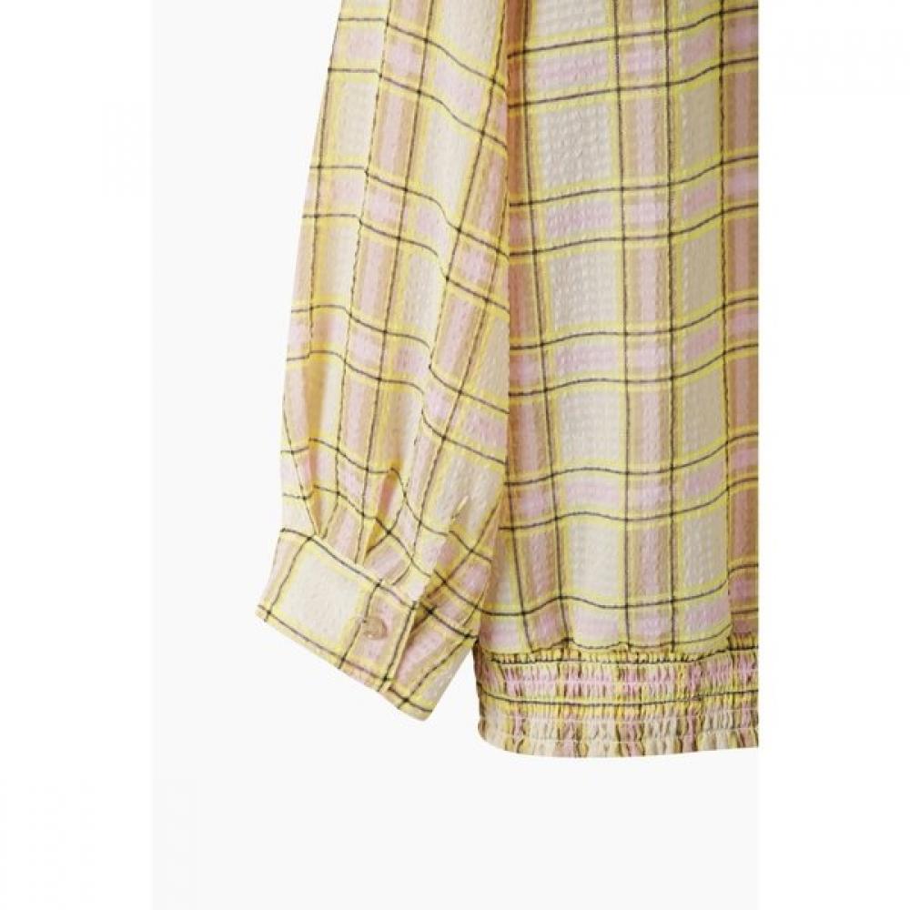 Benetton Smoking Hem Check Sheer Blouse Babl96631