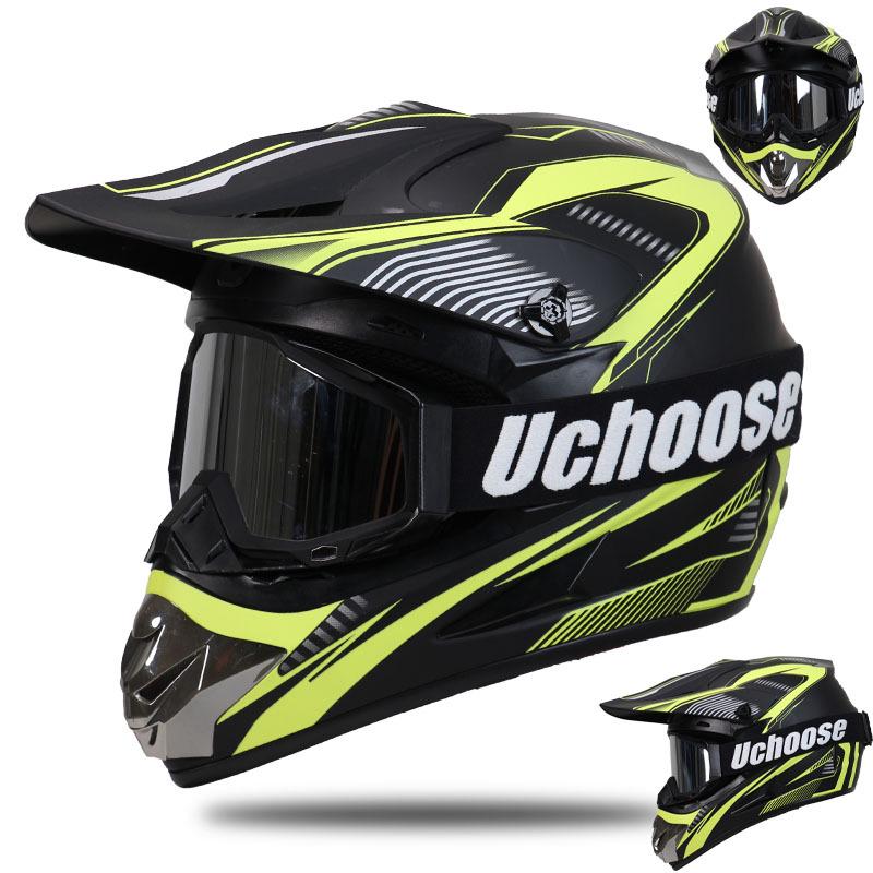 Four-Season Full-Face Off-Road Motorcycle Helmet with Goggles for Mountain Racing and Downhill