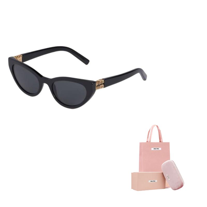 MIU MIU Vertical Logo Acetate Cat Eye Sunglasses Women Sunglasses Black SMUA04_E16K_FE08Z_C_054
