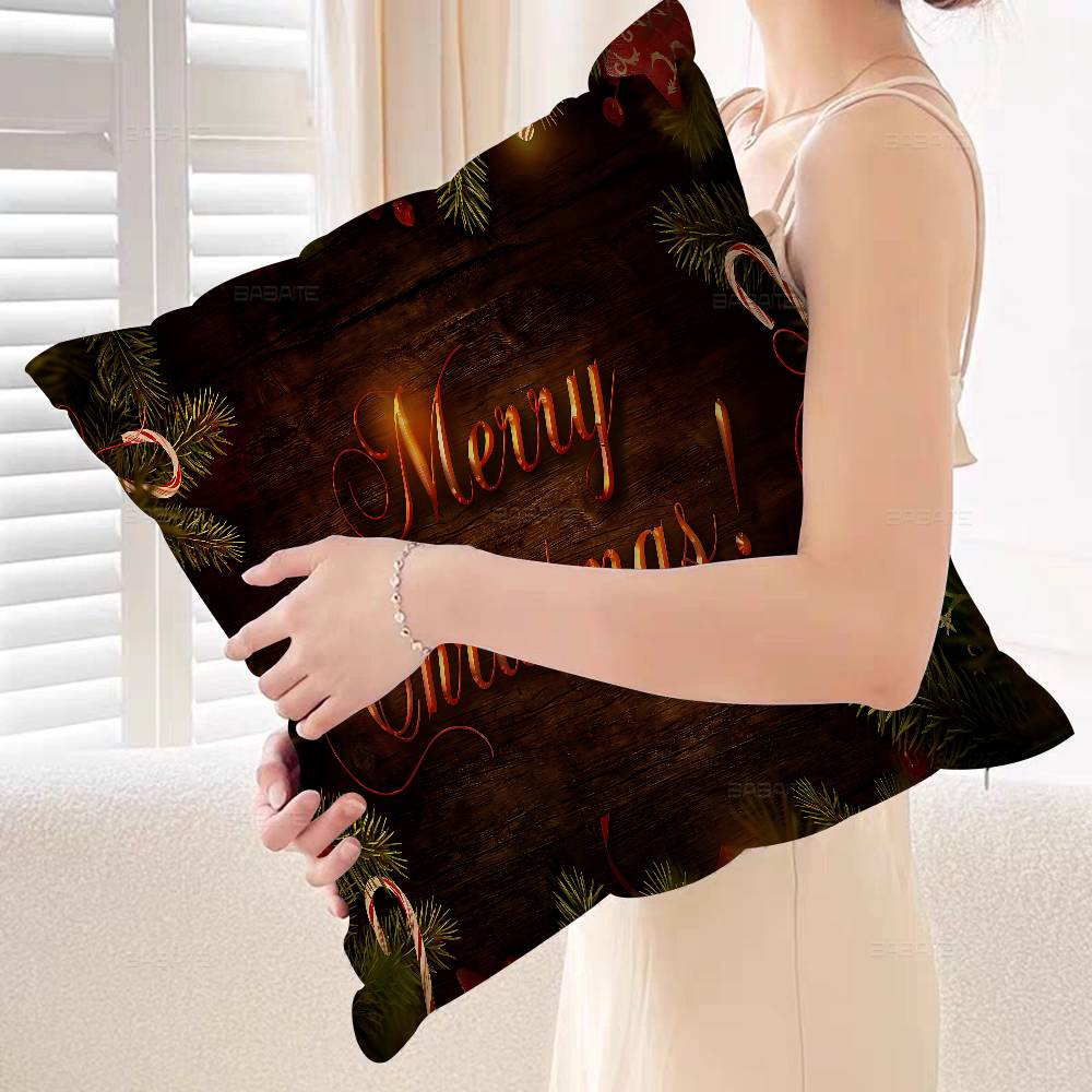 Poszewka na poduszkę Wesołych Świąt Poliester Poduszki na sofę Dekoracyjne poduszki rzucane Wystrój domu Poszewka na poduszkę