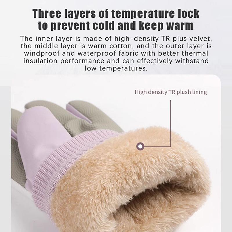 Winter Unisex Snowboard Ski Gloves Pu Leather Non-Slip Touch Screen Waterproof Motorcycle Cycling Fleece Warm Snow Gloves