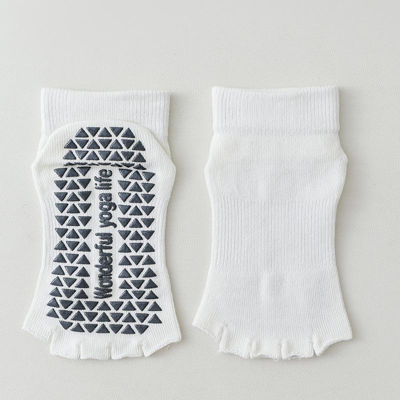 Women's Summer Thin Professional Pilates Yoga Exposed Toe Non Slip Middle Tube Five Finger Socks